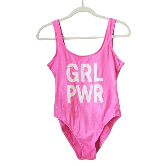 No Boundaries Other - Girl Power Pink Shimmer One Piece Swimsuit